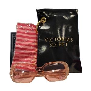 NWOT Victoria Secret Big Frame Oversized Glitter Star Sunglasses Rose Gold Pink